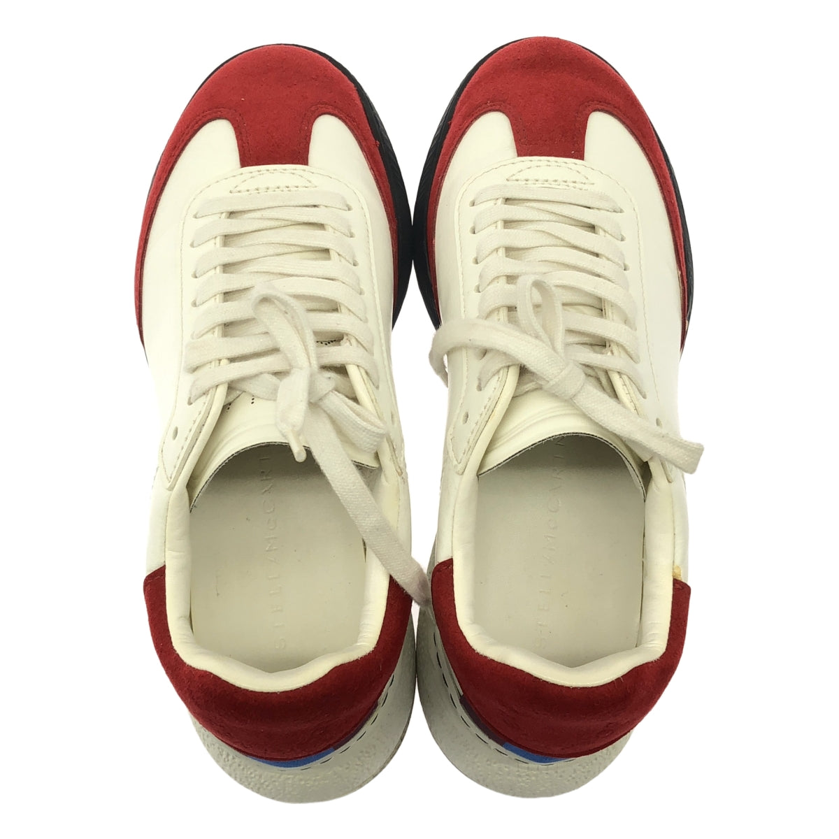 斯特拉·麥卡尼 | FABRIC SNEAKER FAULE / 絨面革邊飾皮革厚底運動鞋 | 36 |白色/紅色 |女性的