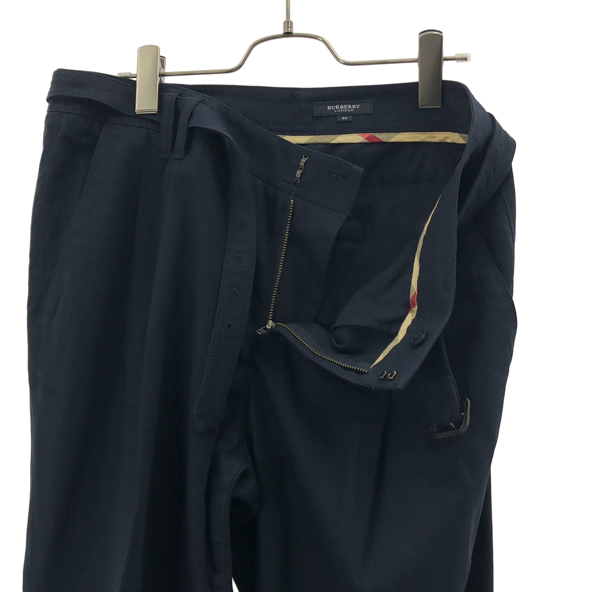 Burberry / バーバリー | コットン 2タック ベルテッドパンツ | 46 | ネイビー | メンズ