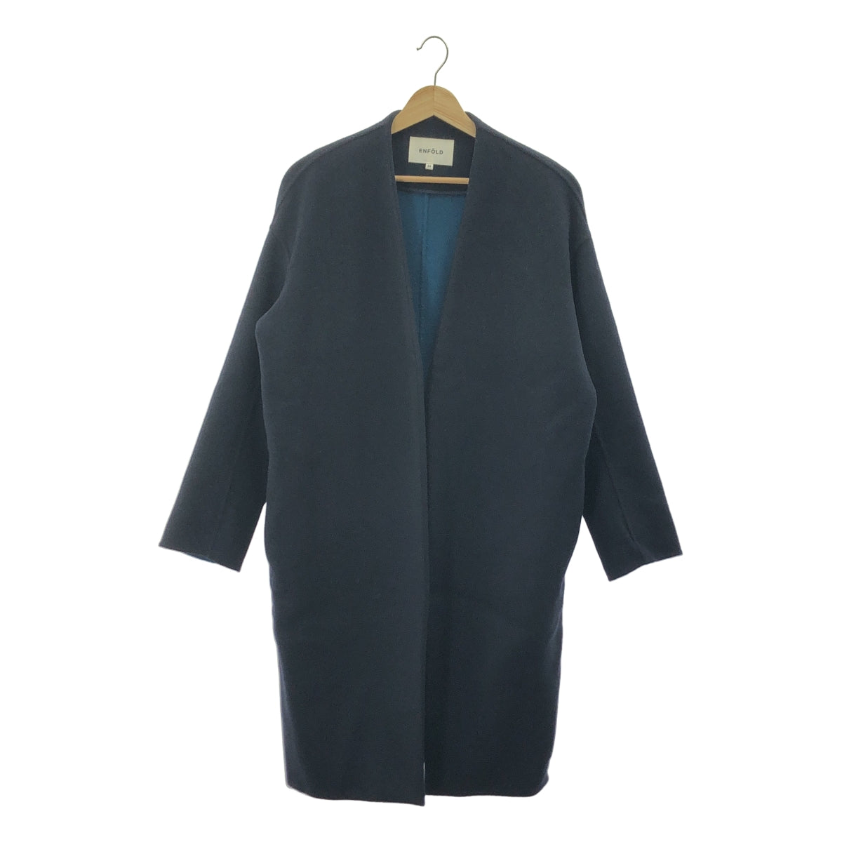 ENFOLD | 羊毛 River 無領大衣 | 36 碼 | 海軍藍 | 女款