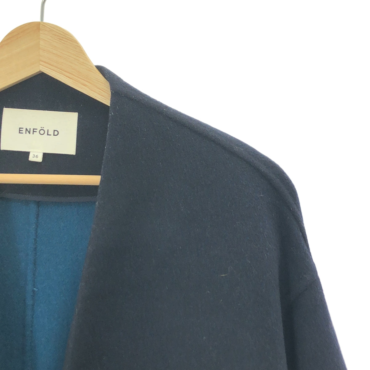 ENFOLD | 羊毛 River 無領大衣 | 36 碼 | 海軍藍 | 女款