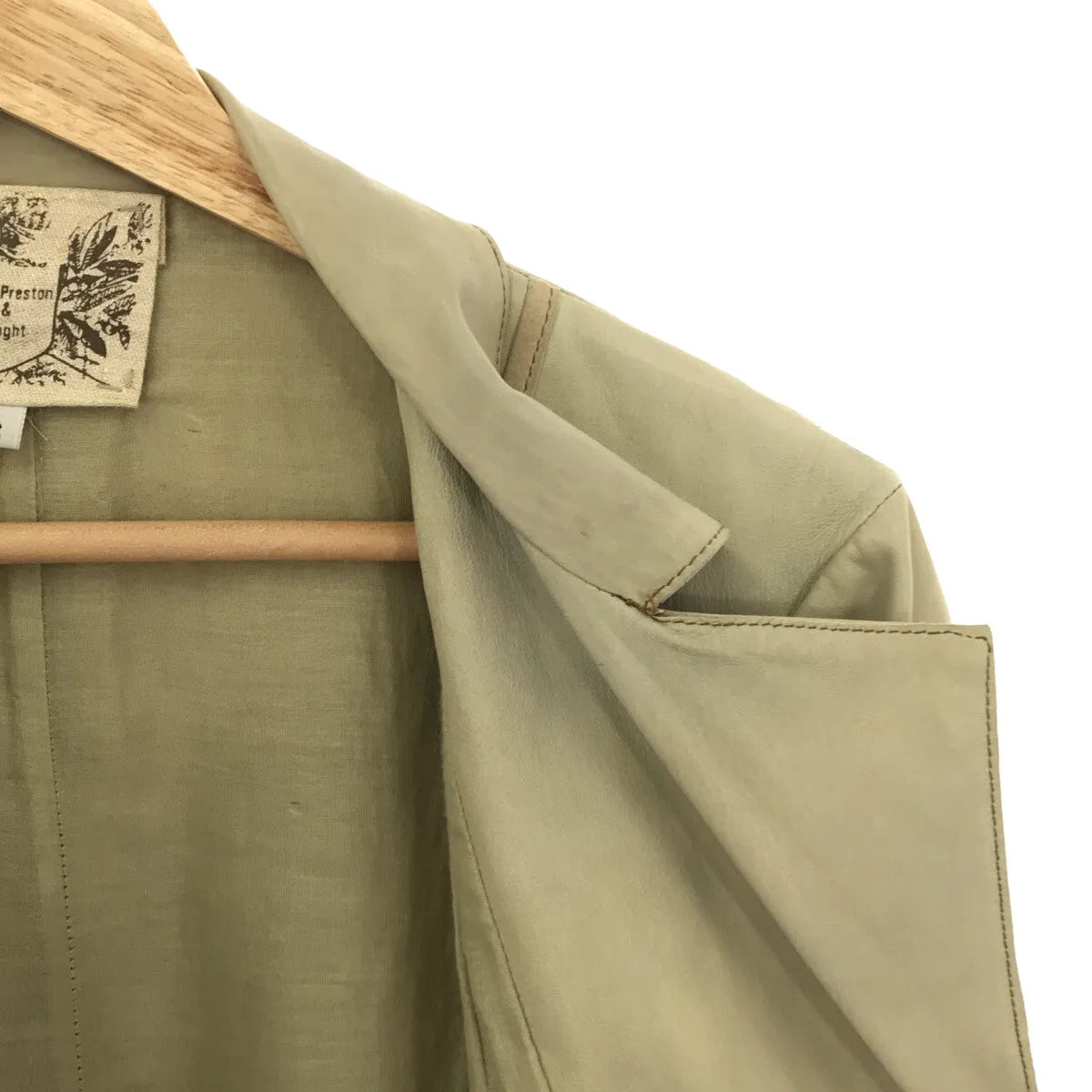 NIGEL PRESTON & KNIGHT / ナイジェルプレストンアンドナイト | レース切替 ラムレザー ライダースジャケット | S | ベージュ | レディース