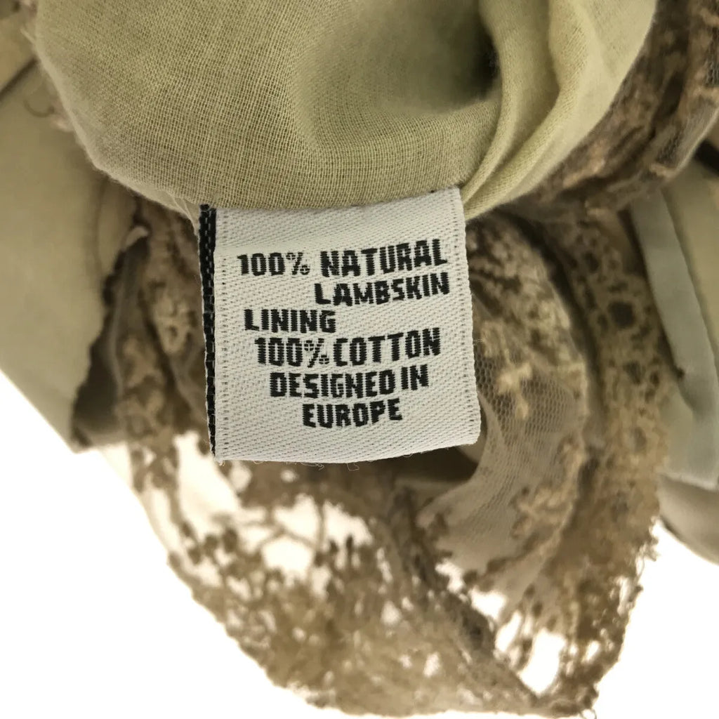 NIGEL PRESTON & KNIGHT / ナイジェルプレストンアンドナイト | レース切替 ラムレザー ライダースジャケット | S | ベージュ | レディース