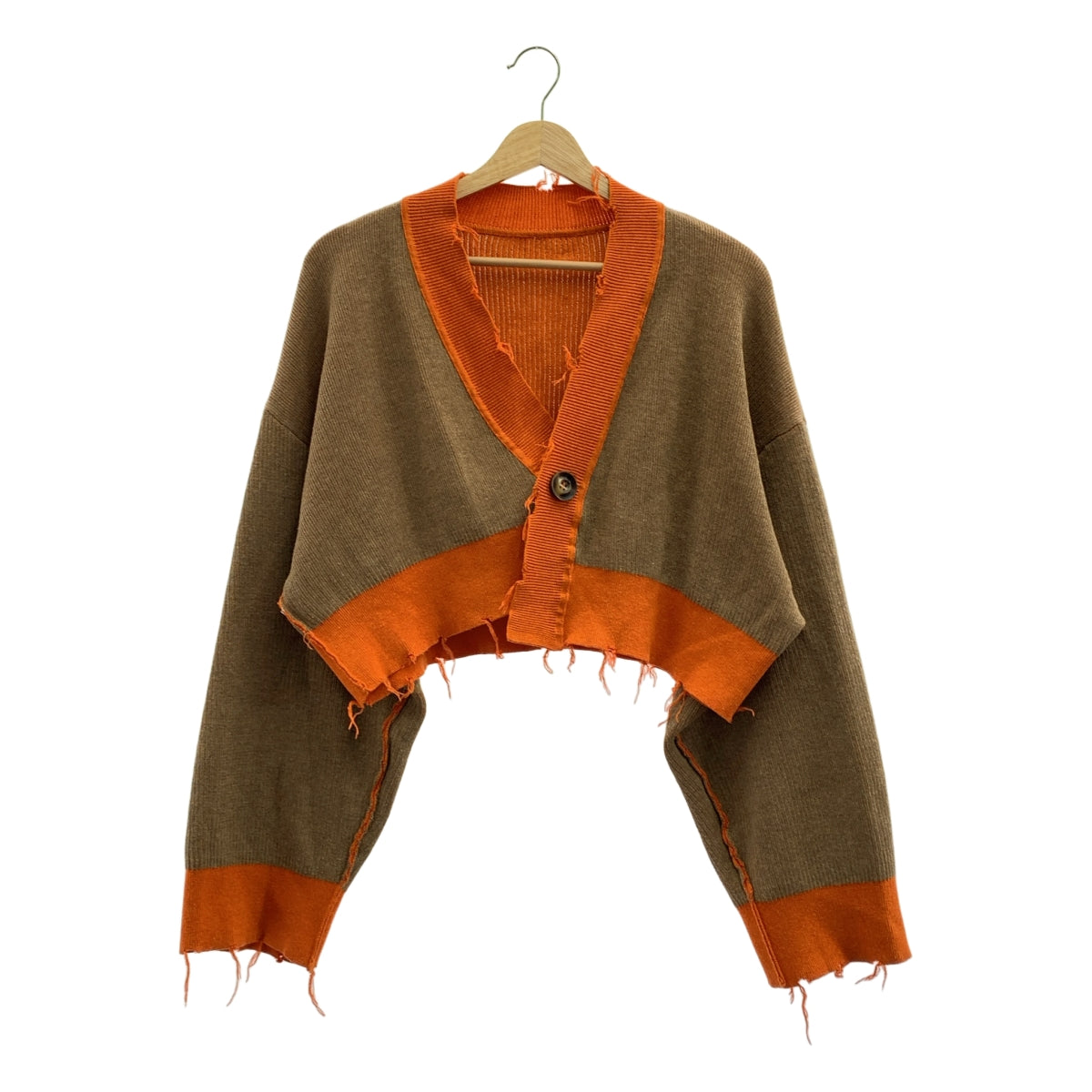 PERVERZE / パーバーズ | Double Face Rib Cardigan / ダブル フェイス リブ ニット カーディガン | ブラウン/オレンジ | レディース