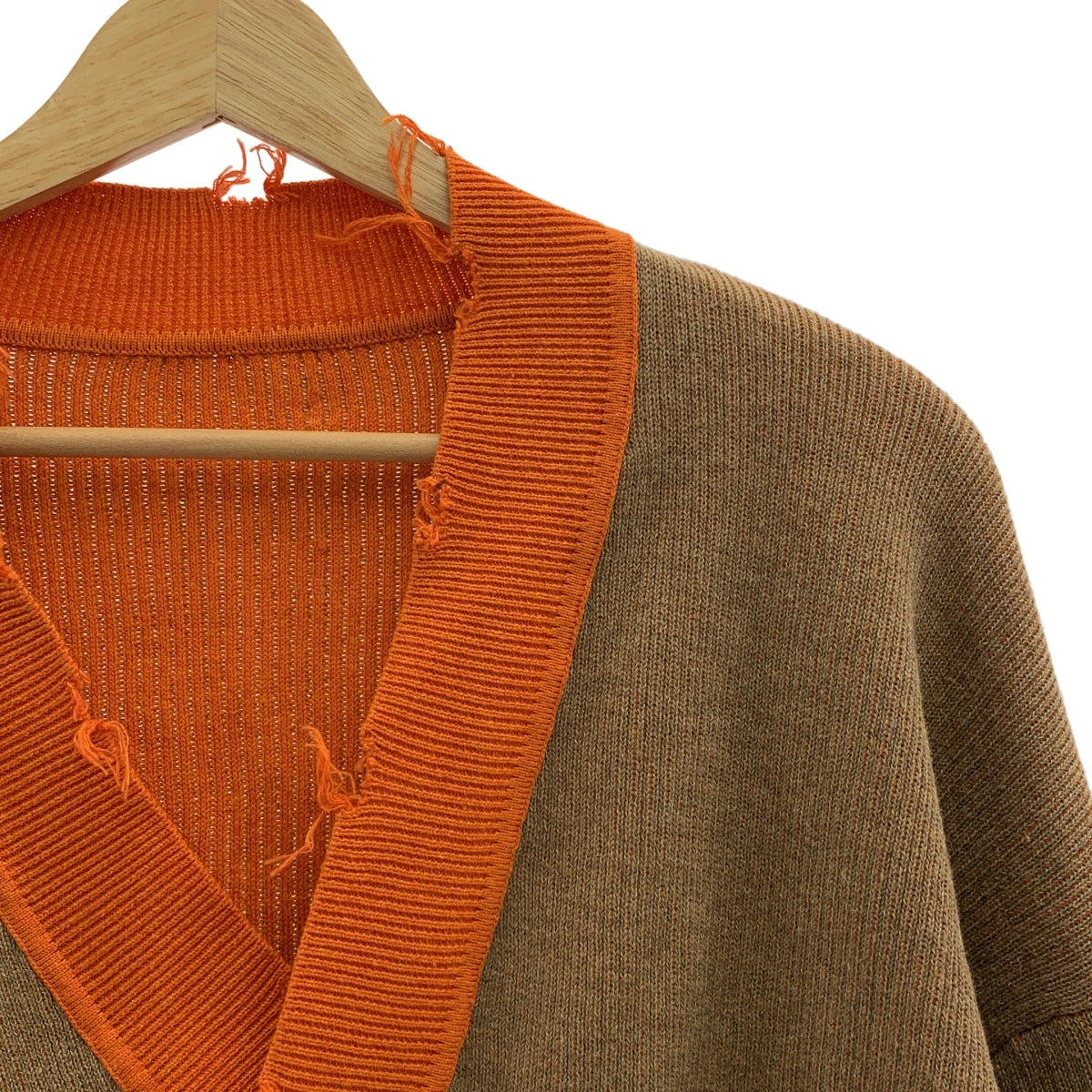 PERVERZE / パーバーズ | Double Face Rib Cardigan / ダブル フェイス リブ ニット カーディガン | ブラウン/オレンジ | レディース