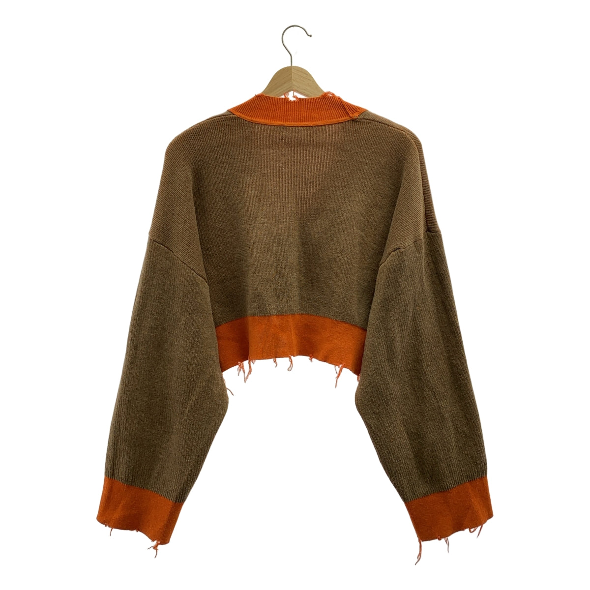 PERVERZE / パーバーズ | Double Face Rib Cardigan / ダブル フェイス リブ ニット カーディガン | ブラウン/オレンジ | レディース