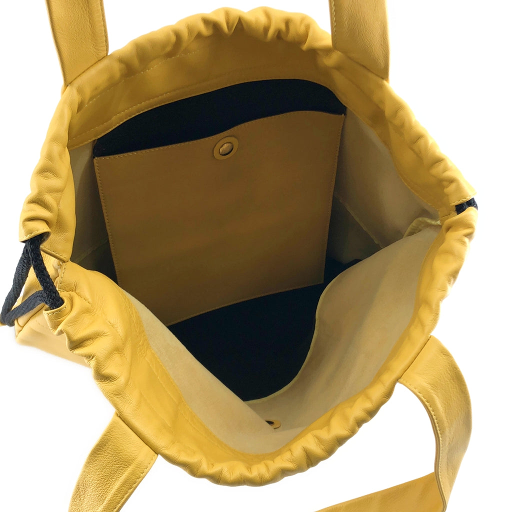 CABaN / キャバン | ラムレザー ロゴパッチ ドローストリング トートバッグ / ユニセックス |