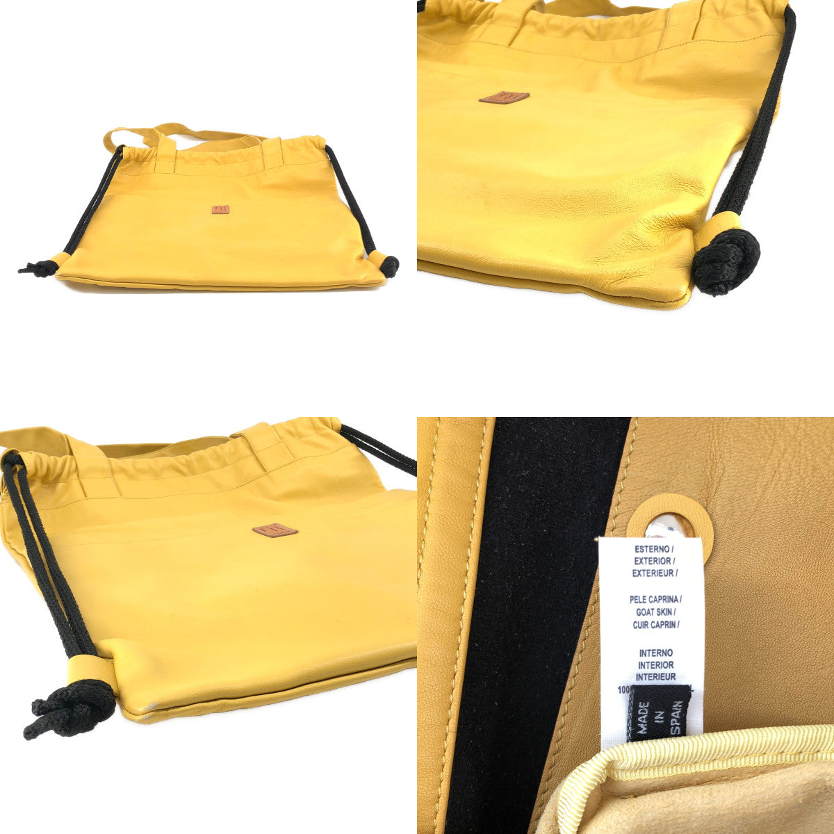 CABaN / キャバン | ラムレザー ロゴパッチ ドローストリング トートバッグ / ユニセックス |