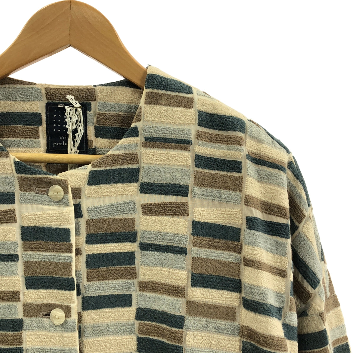 mina perhonen / ミナペルホネン | lake ノーカラー ハーフコート | 36 | レディース