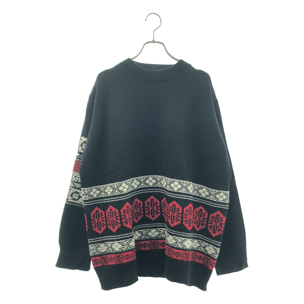 S'YTE YOHJI YAMAMOTO / サイトヨウジヤマモト | ウール混 ジャガード プルオーバー ニット | 3 | ブラック | メンズ