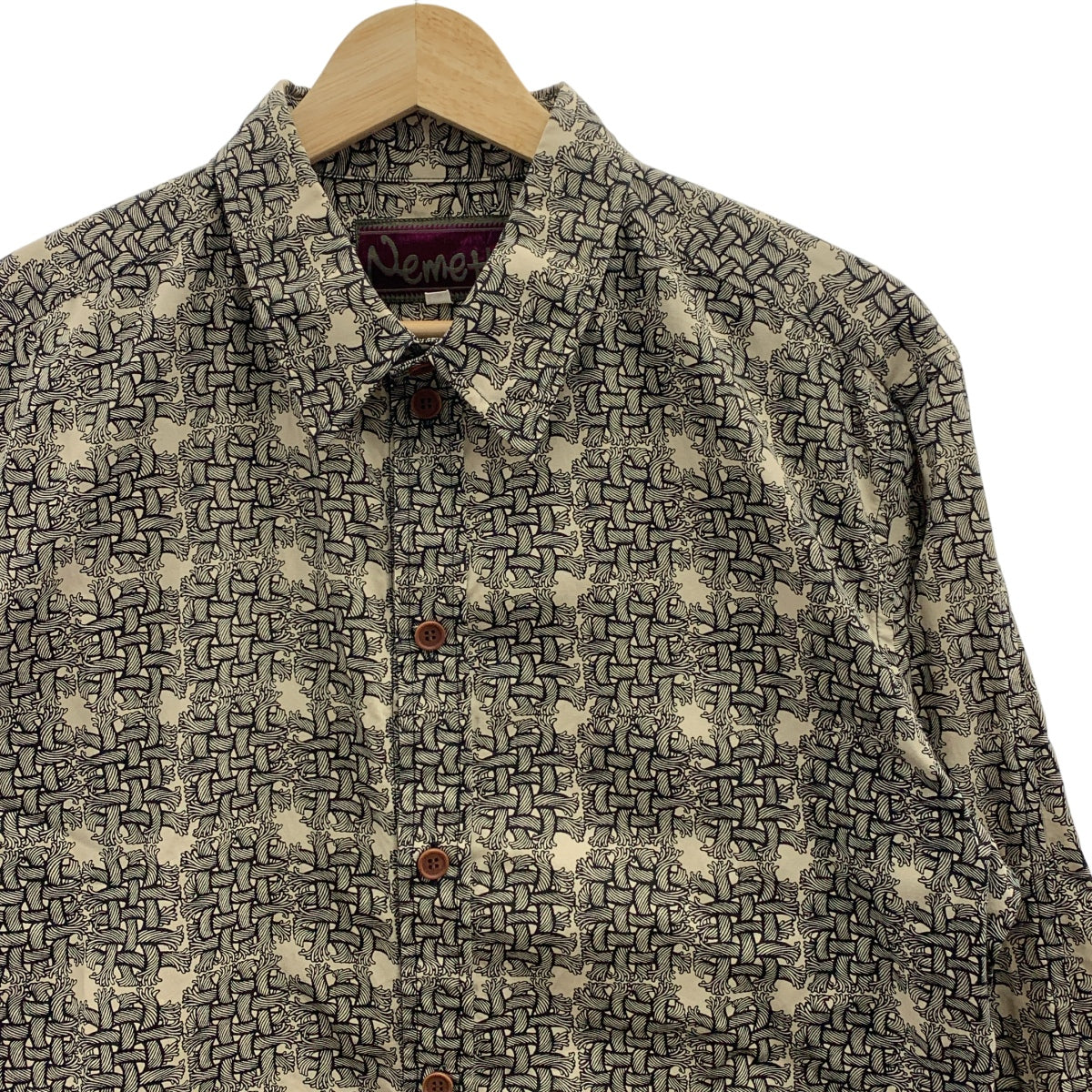 Nemeth / 네메스 | rope pattern regular collar shirt 로프 무늬 셔츠 | L | 베이지 | 남성