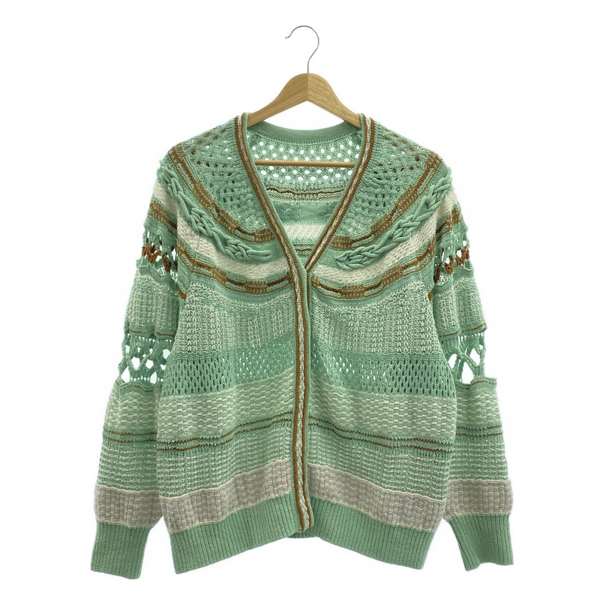 Mame Kurogouchi / 마메쿠로고우치 | 2023SS | Bamboo Basket Pattern Knitted Cardigan 꽃장 가디건 | 1 |