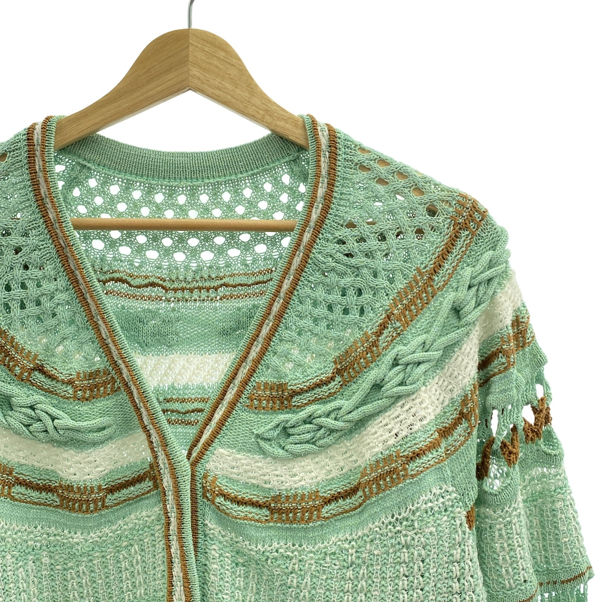 Mame Kurogouchi / 마메쿠로고우치 | 2023SS | Bamboo Basket Pattern Knitted Cardigan 꽃장 가디건 | 1 |