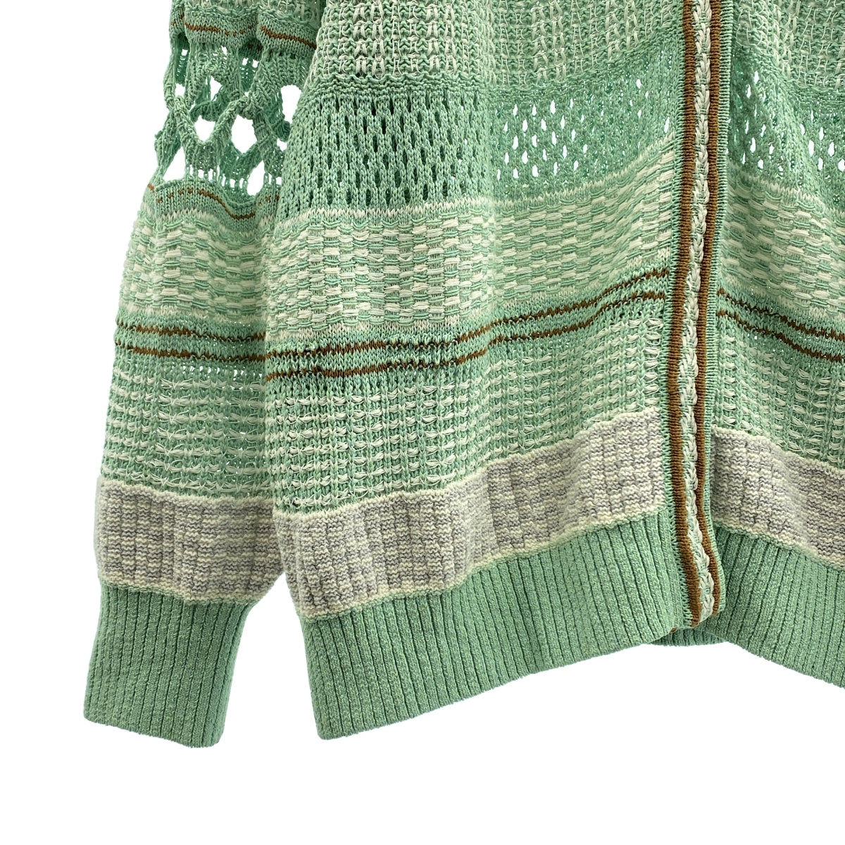 Mame Kurogouchi / 마메쿠로고우치 | 2023SS | Bamboo Basket Pattern Knitted Cardigan 꽃장 가디건 | 1 |