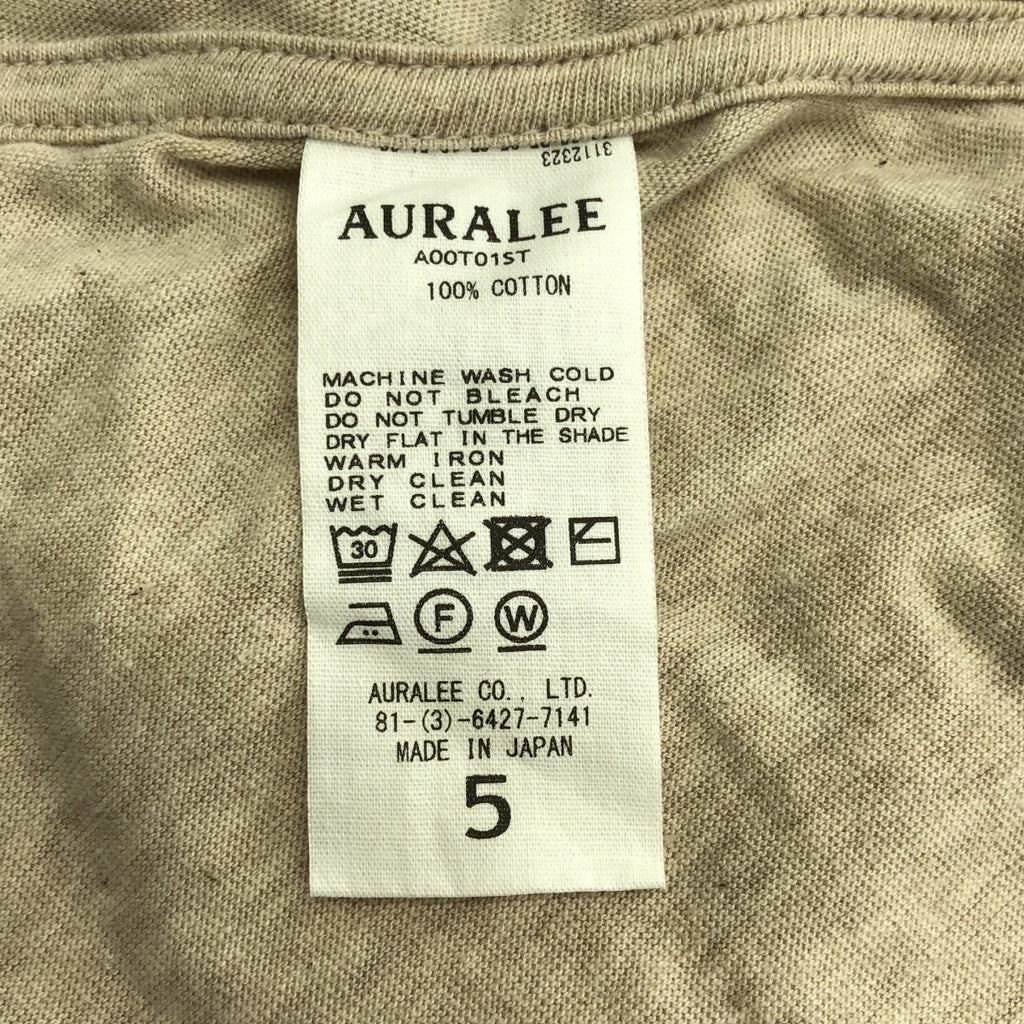 AURALEE | 無縫圓領T卹 | 5碼 | 男士