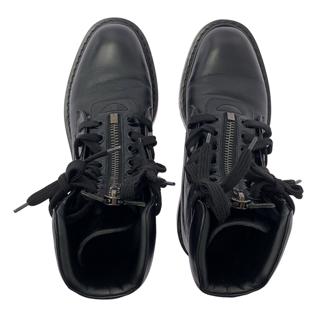 聖羅蘭巴黎 | 中拉鍊繫帶皮靴 | 37碼 | 女款