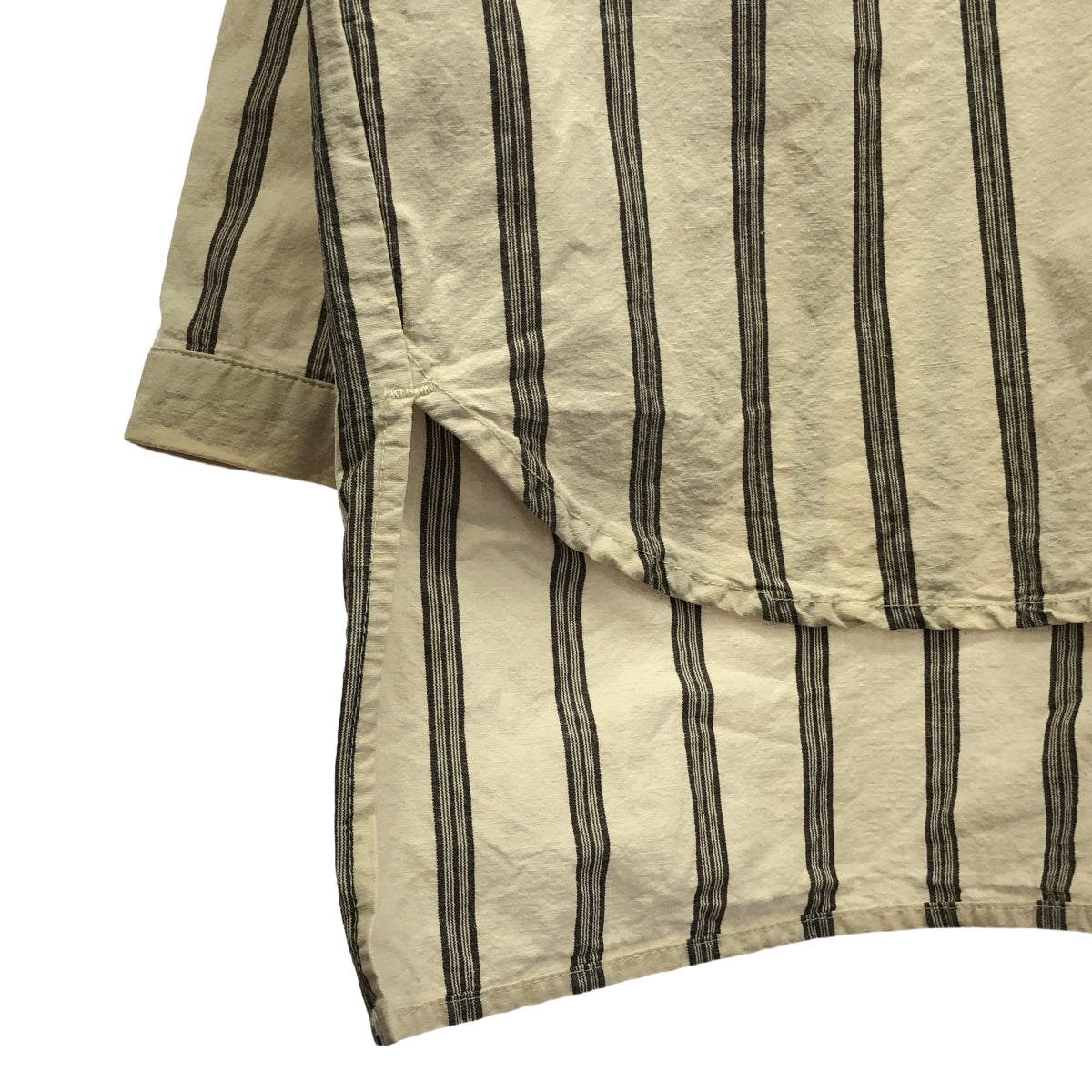 nest robe / ネストローブ | コットン リネン ストライプ ビッグ シャツ | F | ライトベージュ/グレー | レディース nest robe / ネストローブ | コットン リネン ストライプ ビッグ