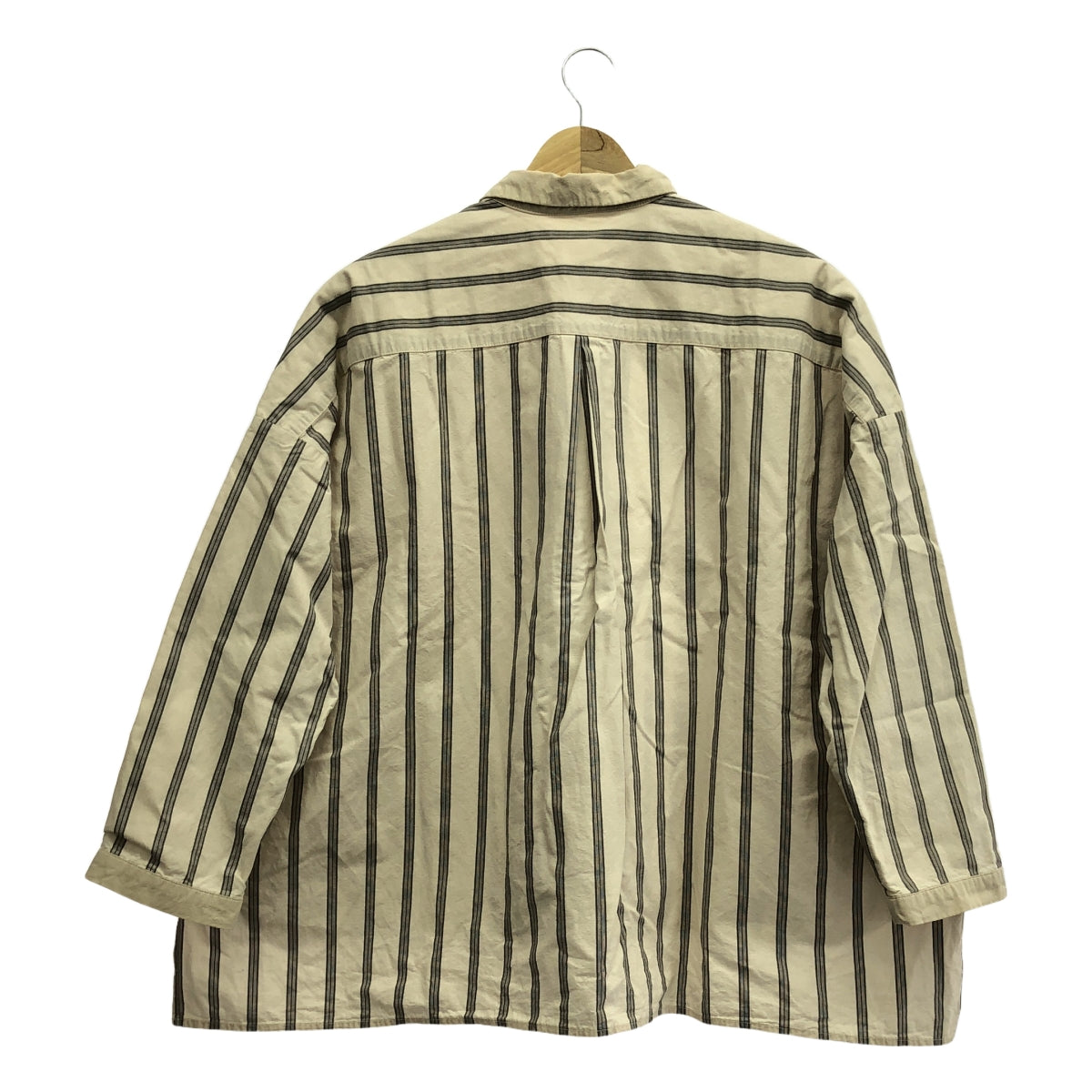 nest robe / ネストローブ | コットン リネン ストライプ ビッグ シャツ | F | ライトベージュ/グレー | レディース