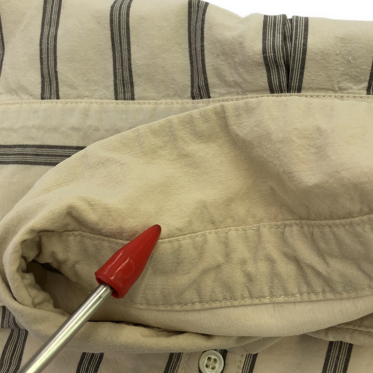 nest robe / ネストローブ | コットン リネン ストライプ ビッグ シャツ | F | ライトベージュ/グレー | レディース