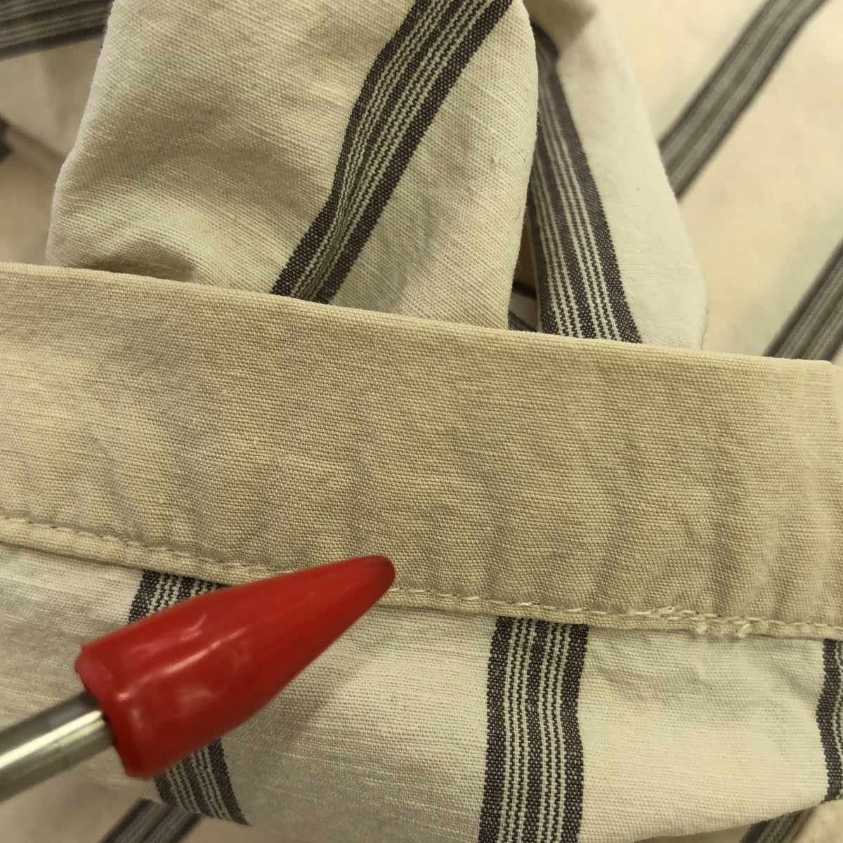 nest robe / ネストローブ | コットン リネン ストライプ ビッグ シャツ | F | ライトベージュ/グレー | レディース