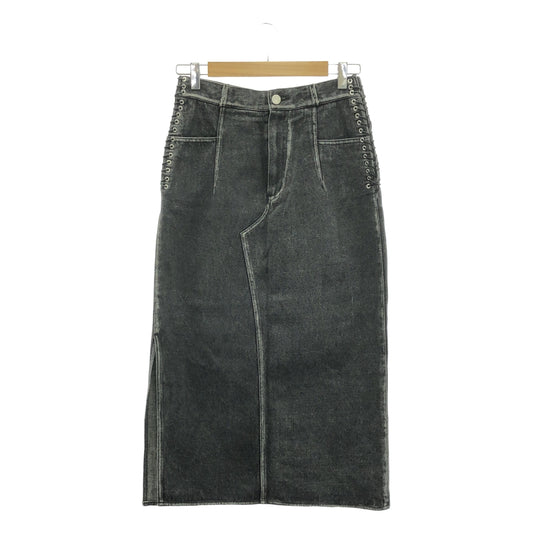3.1 Phillip Lim | Lace-up Black Denim Long Skirt | 0 | Women's