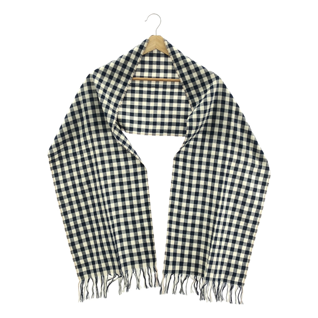 MARGARET HOWELL / マーガレットハウエル | シルク100% チェック フリンジ ストール |