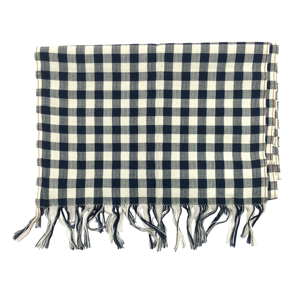 MARGARET HOWELL / マーガレットハウエル | シルク100% チェック フリンジ ストール |