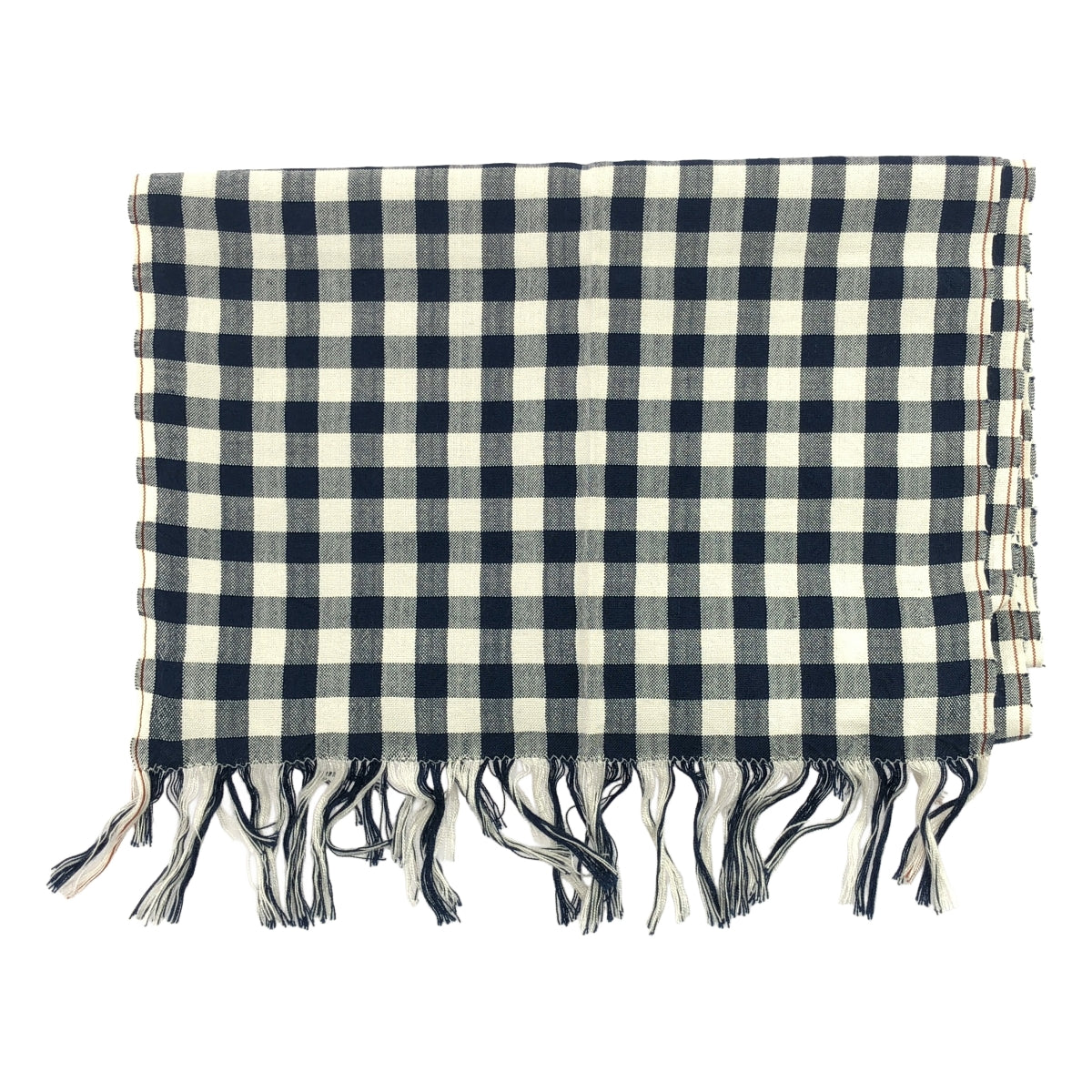 MARGARET HOWELL / マーガレットハウエル | シルク100% チェック フリンジ ストール |