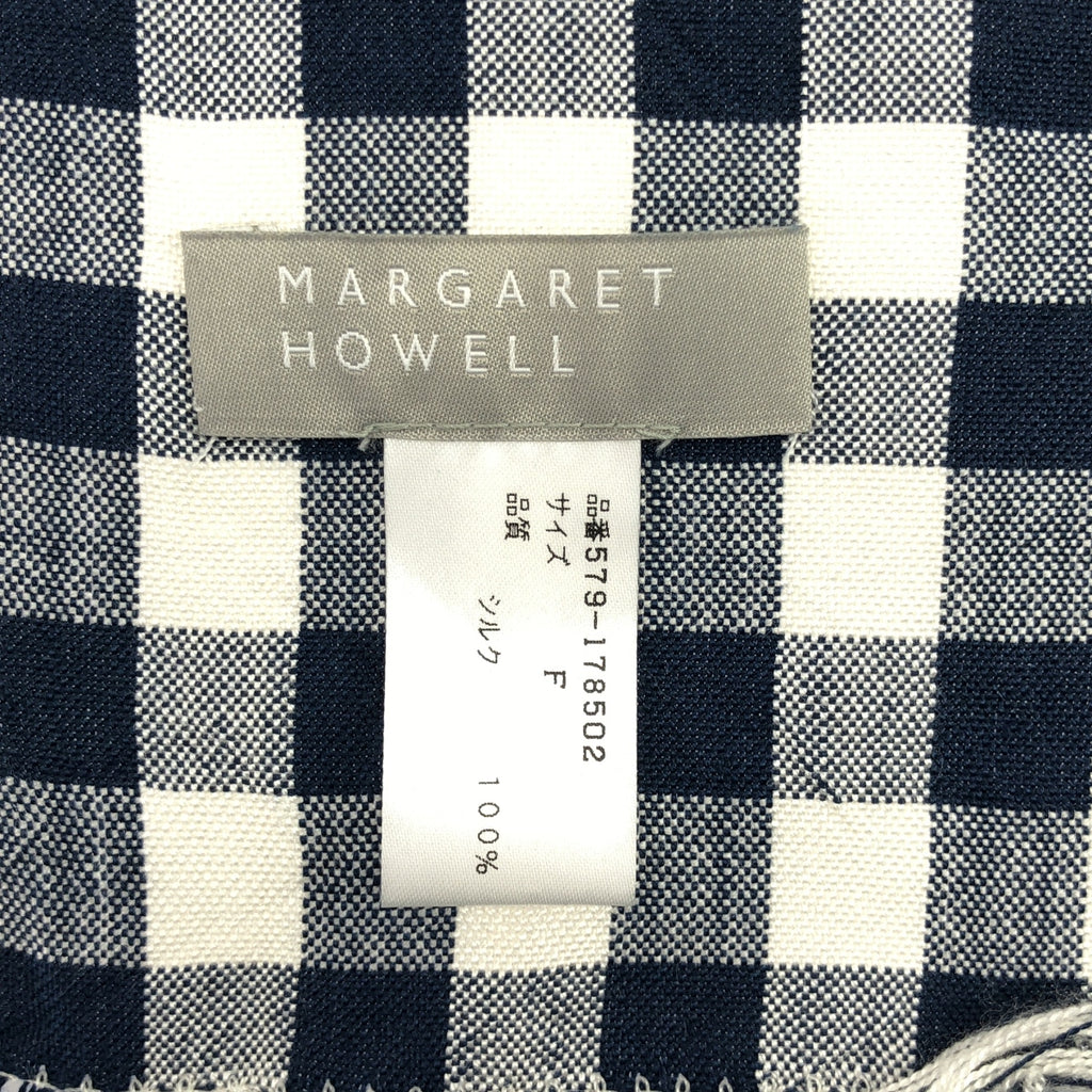 MARGARET HOWELL / マーガレットハウエル | シルク100% チェック フリンジ ストール |