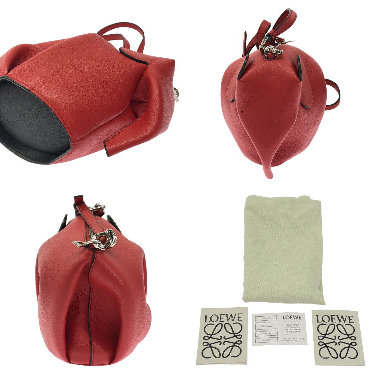 [狀況良好] LOEWE |大象經典小牛皮單肩包 199.30.M93 |紅色 |女性的