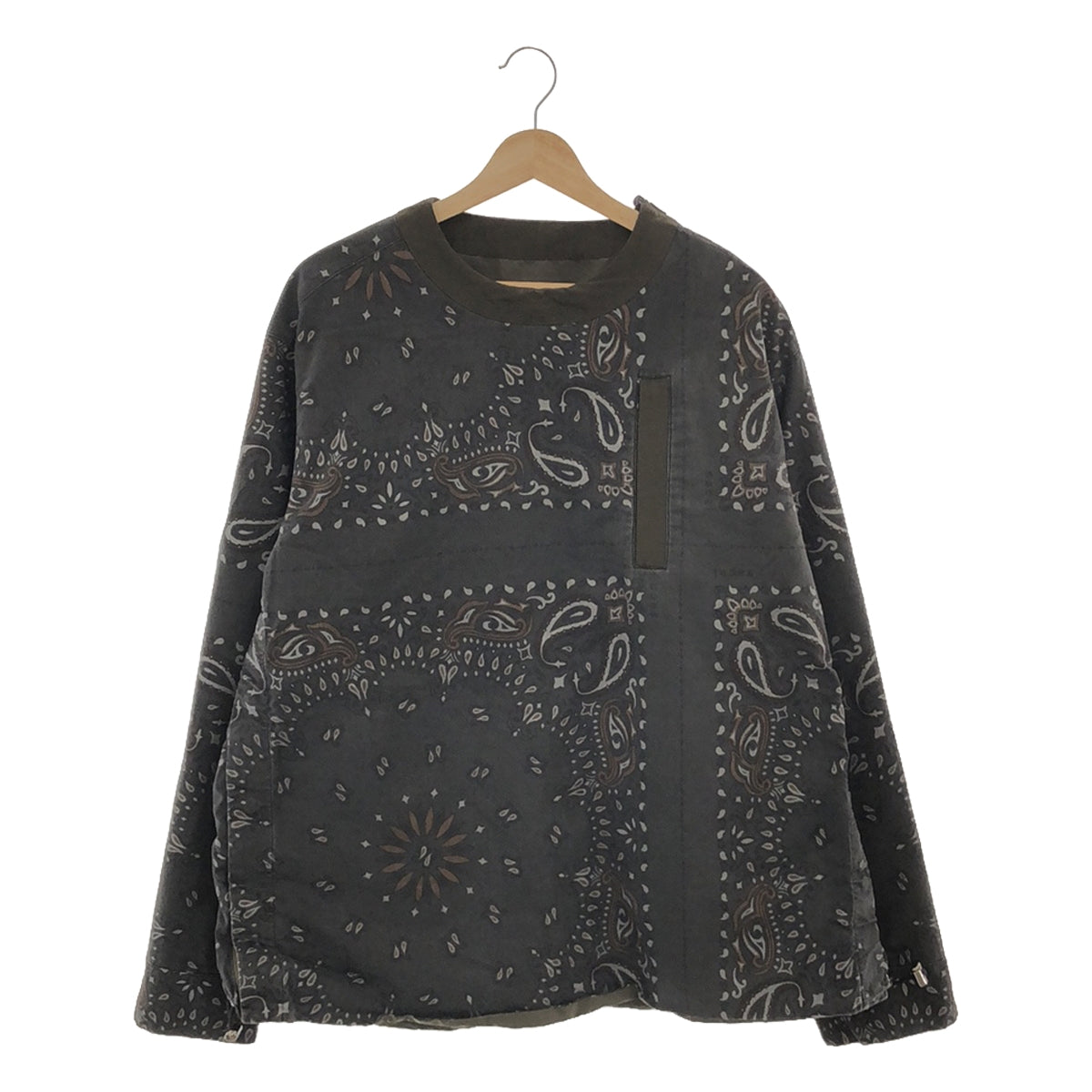 sacai / Sacai | Bandana Print Reversible Pullover / Reversible Bandana Paisley Drawstring Pullover | 4 | Charcoal Gray/Olive | Men's