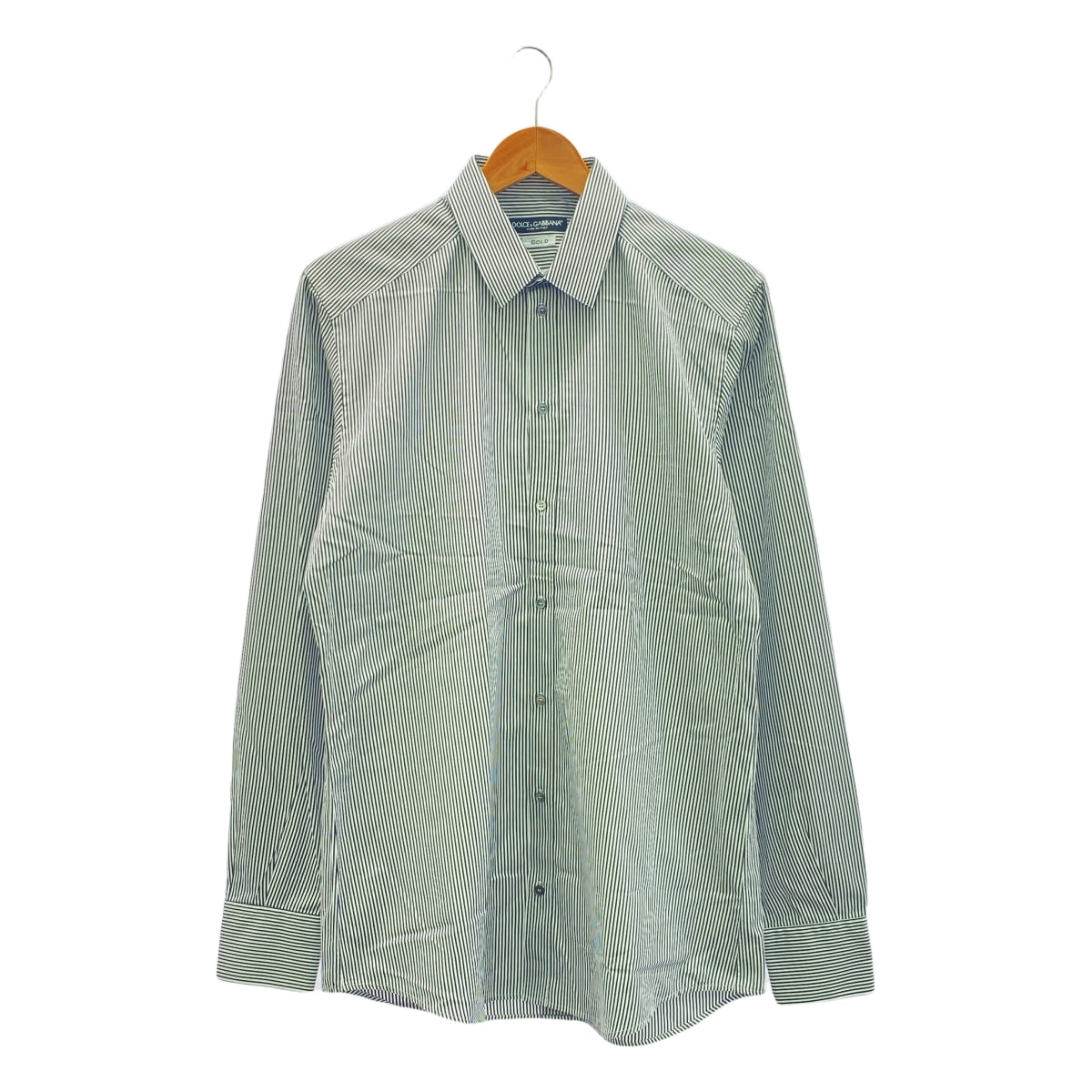 DOLCE＆GABBANA / ドルチェ＆ガッバーナドルガバ | GOLD コットン ストライプ シャツ | 41 | ホワイト / ブラック | メンズ