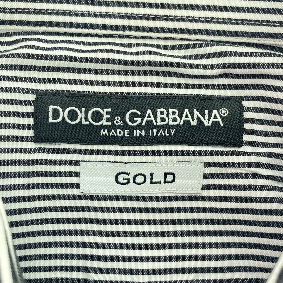 DOLCE＆GABBANA / ドルチェ＆ガッバーナドルガバ | GOLD コットン ストライプ シャツ | 41 | ホワイト / ブラック | メンズ