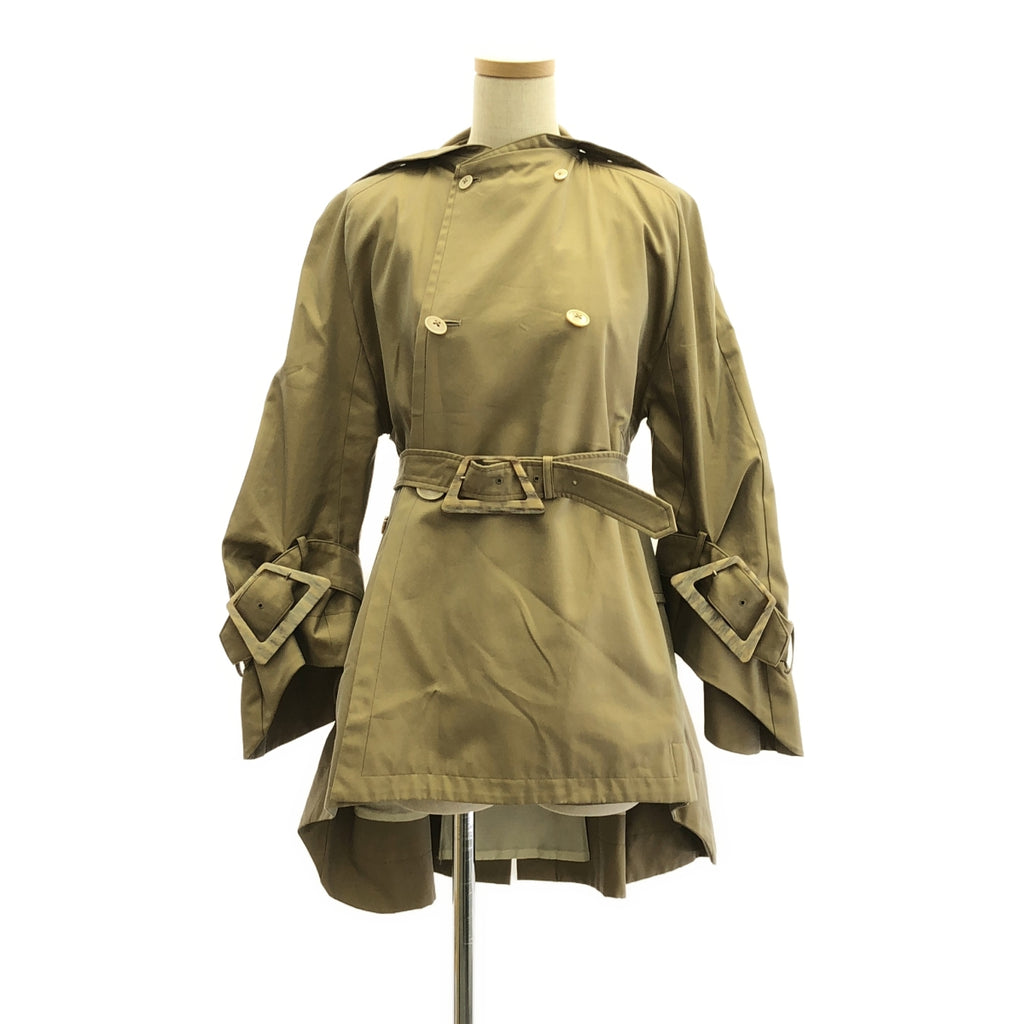 【미품】 ANREALAGE / 앙리어레이지 | LOW ANGLE TRENCH COAT 로우 앵글 트렌치 코트 | 36 | 베이지 | 여성