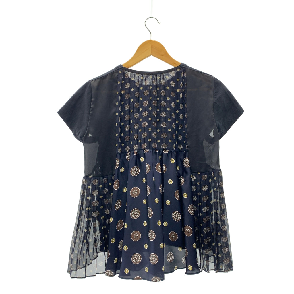 sacai | 小紋印花T卹，小圖案的透視褶皺上衣 | 尺寸 2 | 女款