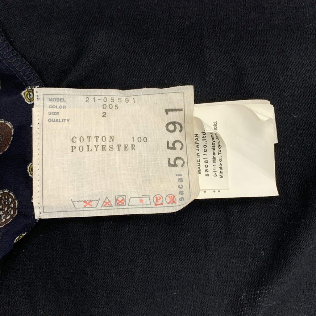 sacai | 小紋印花T卹，小圖案的透視褶皺上衣 | 尺寸 2 | 女款