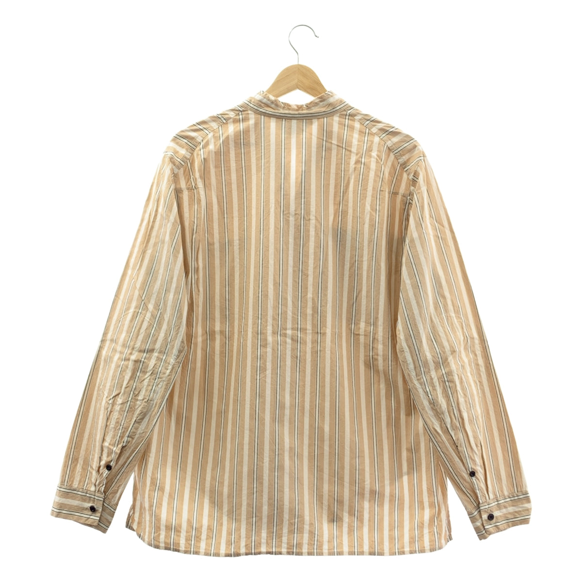 SUNSEA / サンシー | PAJAMA ZIP SHIRT コットン シルク ストライプ シャツ | 2 | ベージュ/ブラック/ホワイト | メンズ