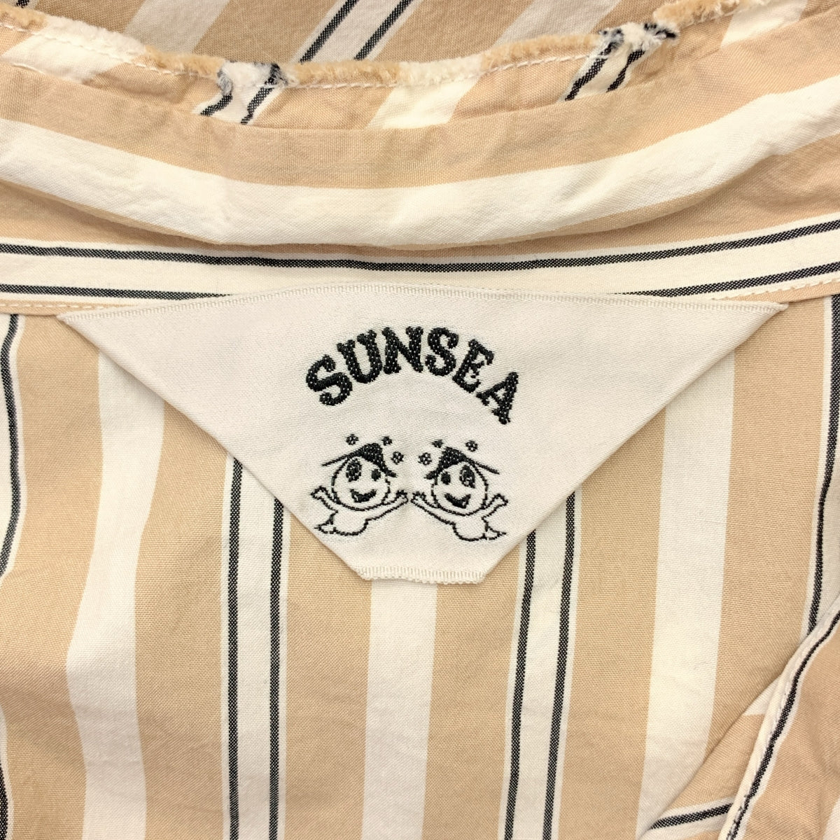 SUNSEA / サンシー | PAJAMA ZIP SHIRT コットン シルク ストライプ シャツ | 2 | ベージュ/ブラック/ホワイト | メンズ