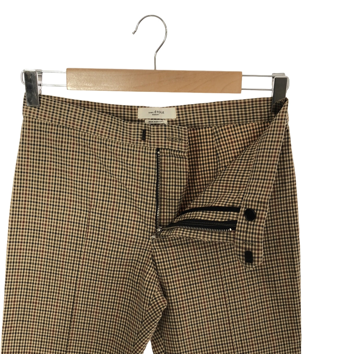 ISABEL MARANT ETOILE | Cotton stretch gun club check straight slacks | 34 | Beige | Women's