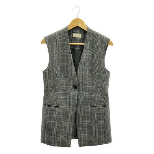 DES PRES | 2024AW | Glen check glitter print collarless gilet | F | Gray | Women's