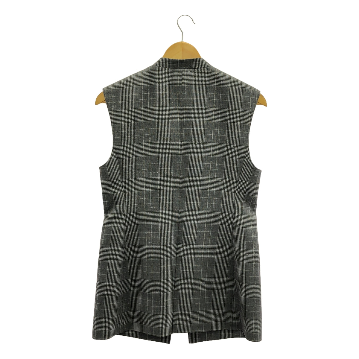 DES PRES | 2024AW | Glen check glitter print collarless gilet | F | Gray | Women's