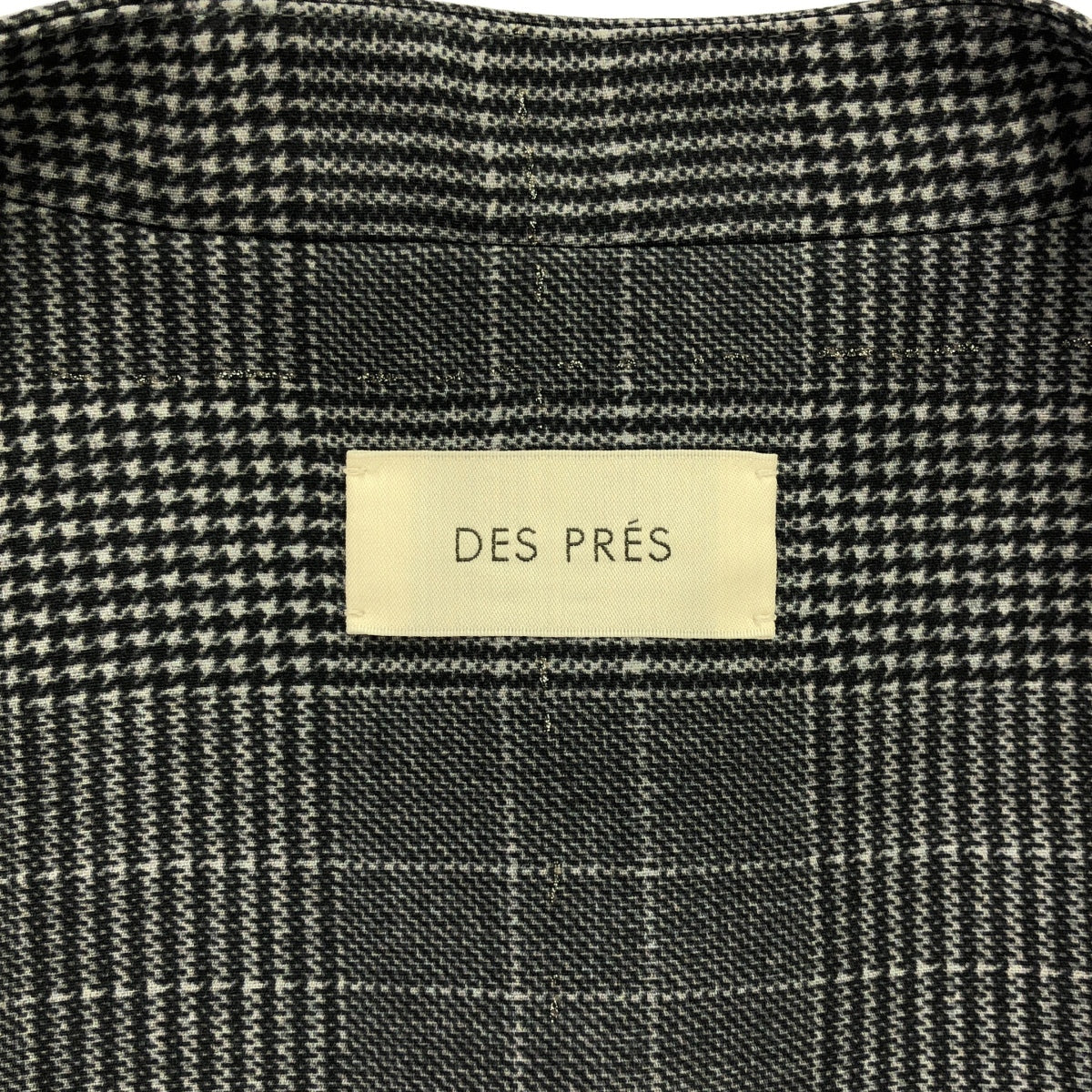 DES PRES | 2024AW | Glen check glitter print collarless gilet | F | Gray | Women's