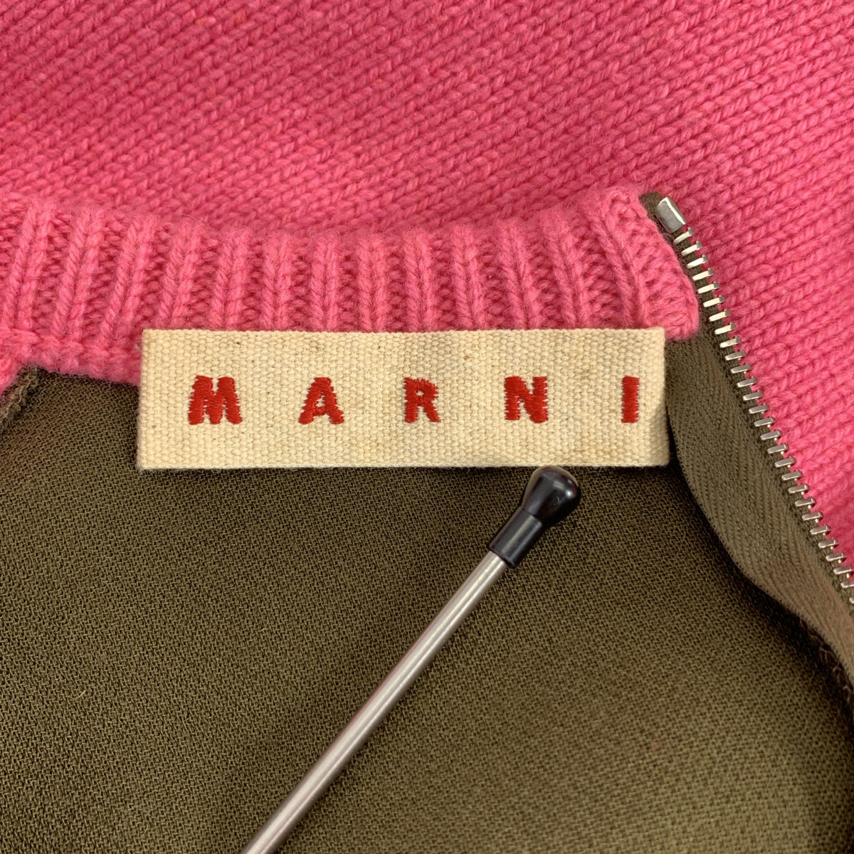 MARNI / 마르니 | 울 캐시미어 백 Zip 바이 컬러 니트 | 38 | 여성