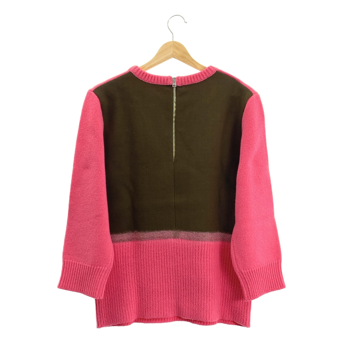 MARNI / 마르니 | 울 캐시미어 백 Zip 바이 컬러 니트 | 38 | 여성