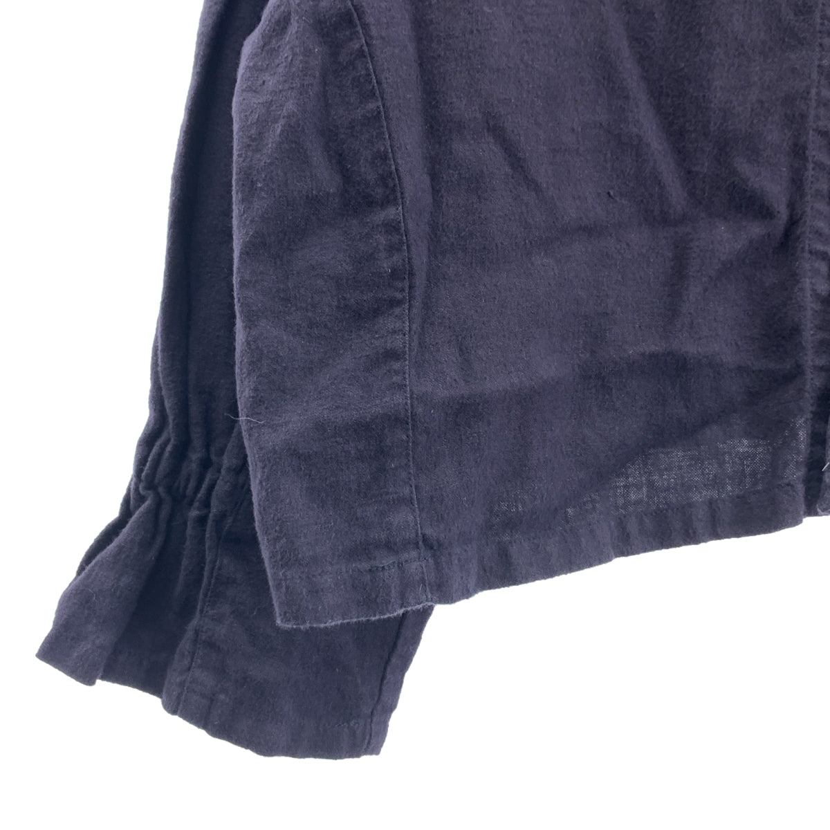 【美品】  nest robe / ネストローブ | リネン 起毛 スリーブ・バックギャザー シャツ ジャケット | F | Navy | レディース