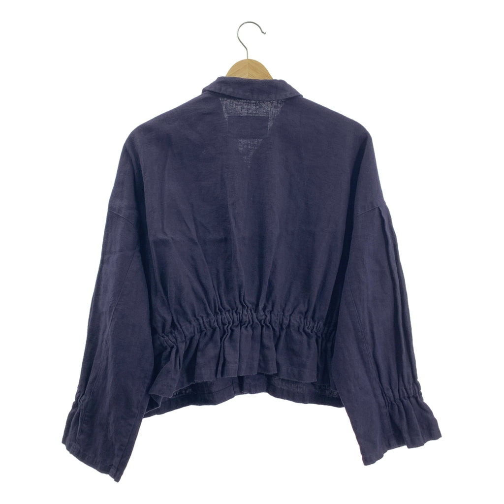 【美品】  nest robe / ネストローブ | リネン 起毛 スリーブ・バックギャザー シャツ ジャケット | F | Navy | レディース