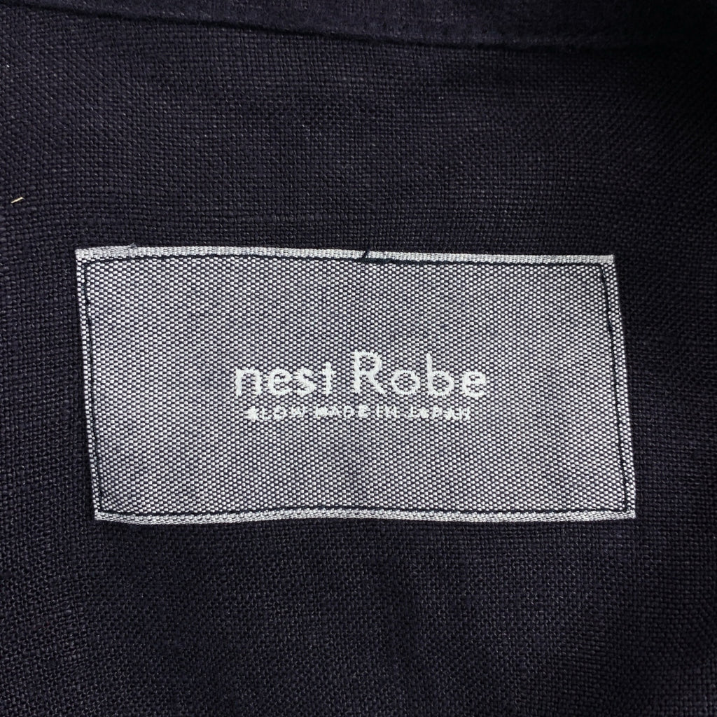 【美品】  nest robe / ネストローブ | リネン 起毛 スリーブ・バックギャザー シャツ ジャケット | F | Navy | レディース