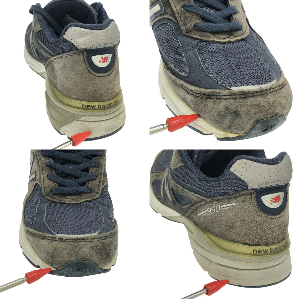 New Balance / ニューバランス | M990NV4 / USA製 レザー スニーカー | 28 | ネイビー/グレー | メンズ