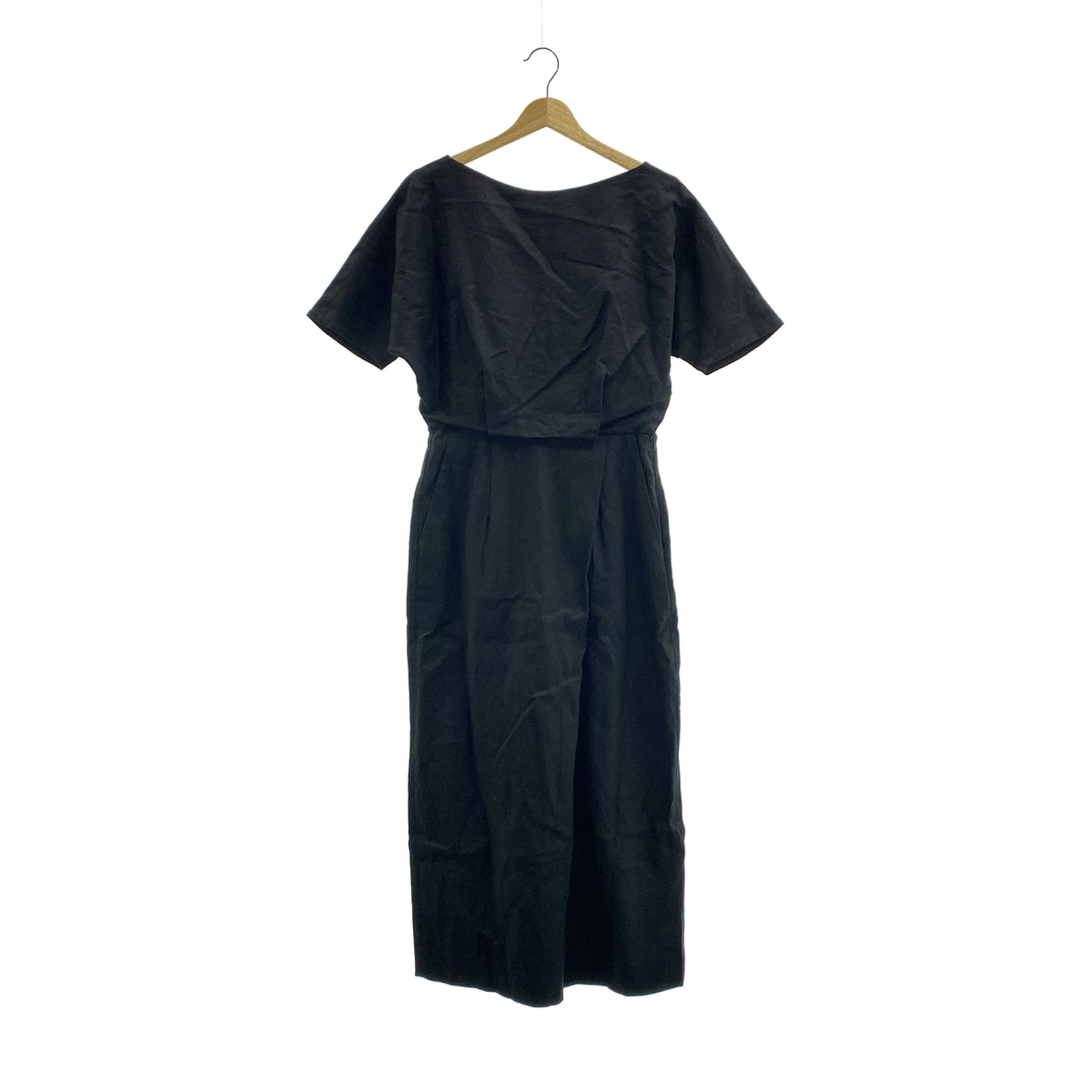 ENFOLD | 亞麻後開連身褲 | 36碼 | 黑色 | 女款