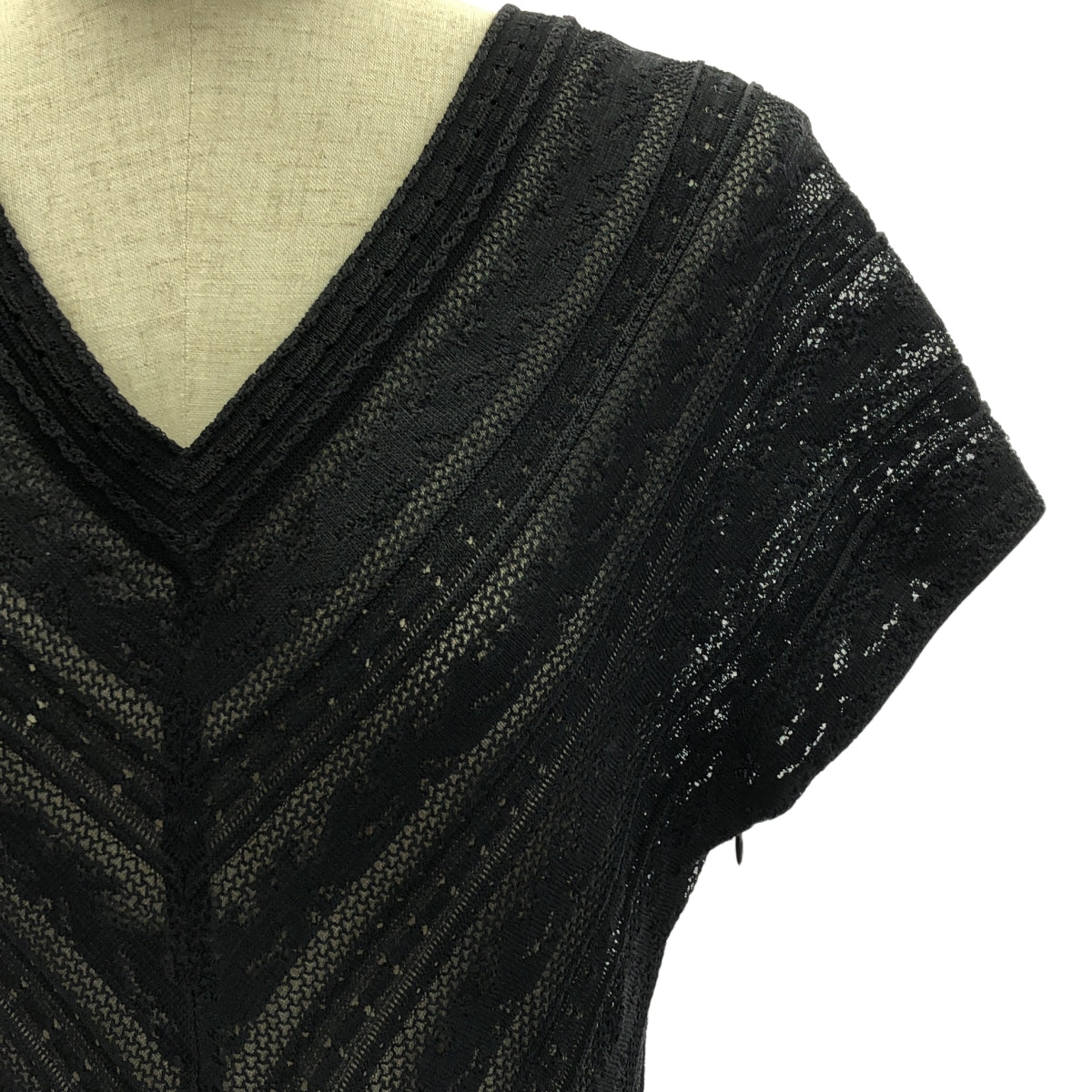 ALAIA / アライア | Vネック レース フレア ワンピース | 40 | ブラック | レディース