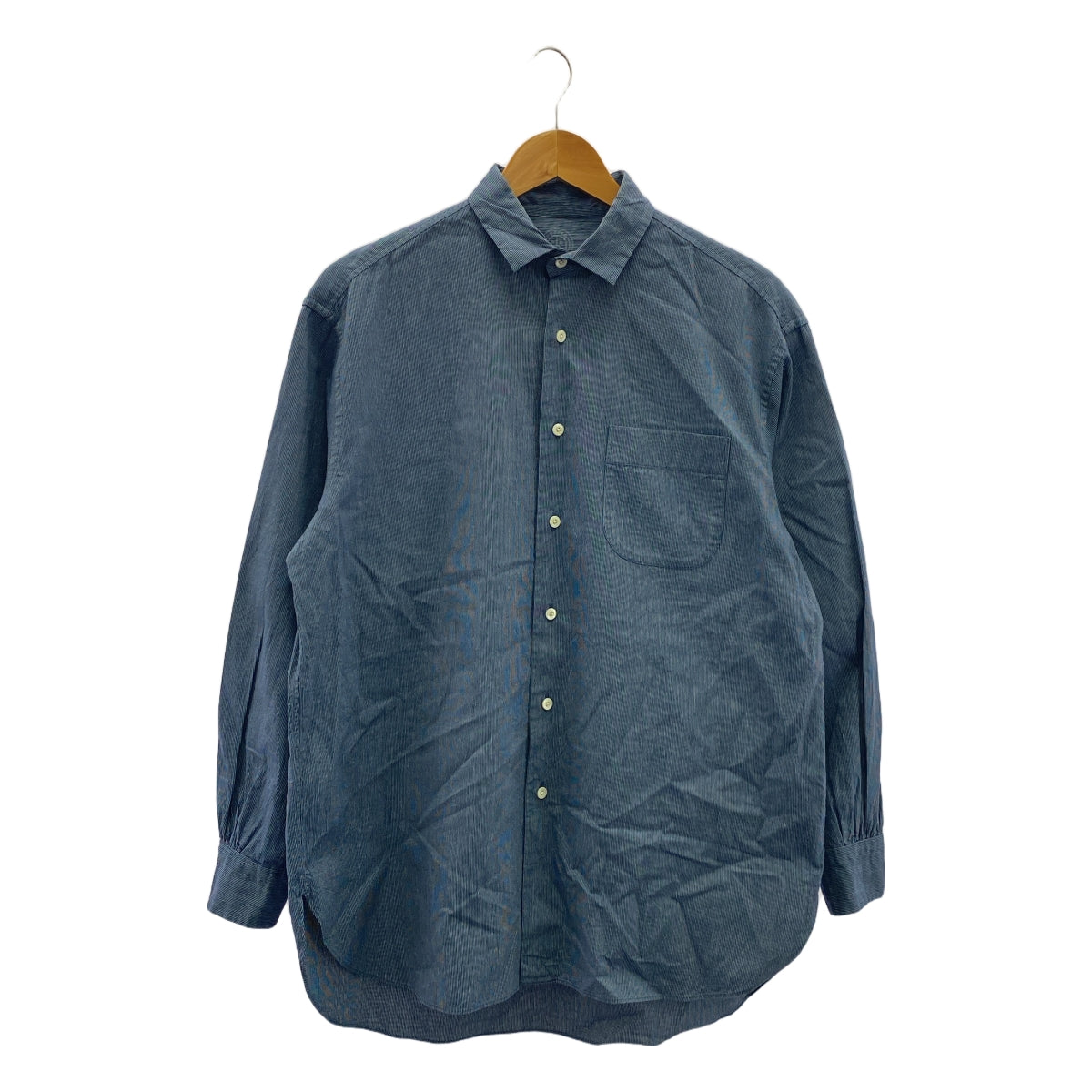 PORTER CLASSIC / ポータークラシック | シェルボタン ストライプ シャツ | S | ブルー | メンズ